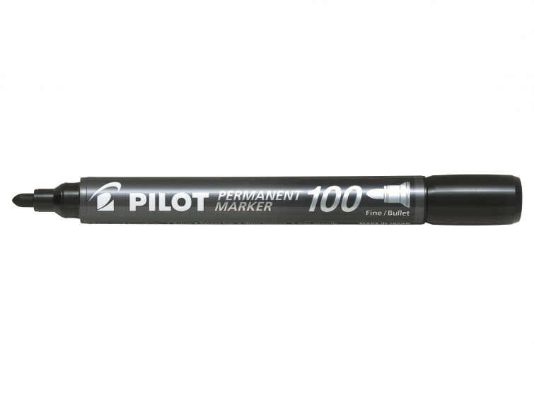 Pilot Marcatore Permanente 100 Nero Punta Tonda 4,5 mm - Confezione Risparmio 15 5 Pezzi