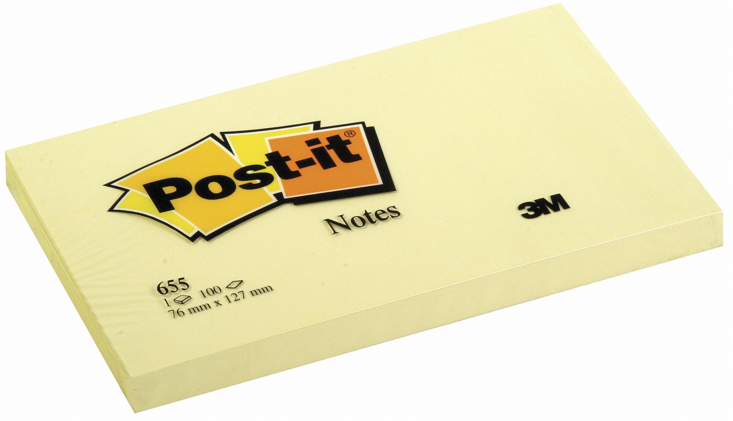 Post-it® 655 Blocco Foglietti Autoadesivi Riposizionabili Giallo Canary - 76 x 127 mm - 100 Fogli - Confezione da 12 Pezzi