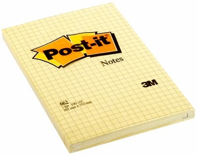 Post-It Large Note 662 Giallo Canary - 102x152 mm - 100 Fogli a Quadretti (Conf. 6)