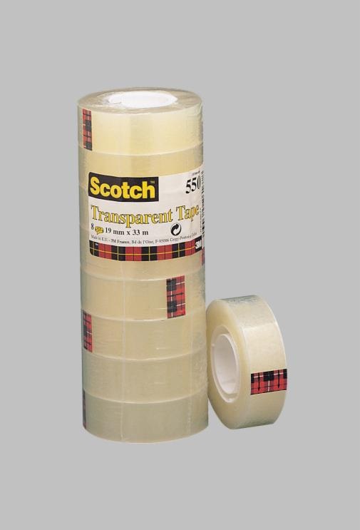 Scotch® Nastro adesivo 550 - 19 mm x 33 m - Trasparente - Alta qualità - Torre da 8 rotoli