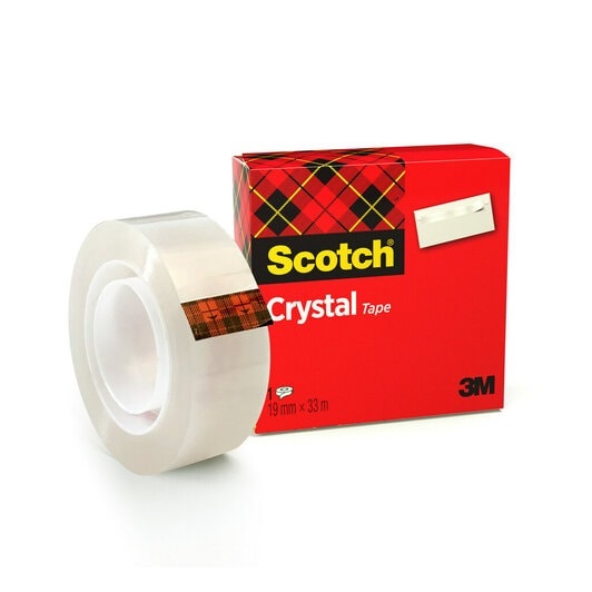 Scotch Nastro Adesivo Crystal 600 - 19 mm x 33 m - Supertrasparente - Resistente e Facile da Tagliare