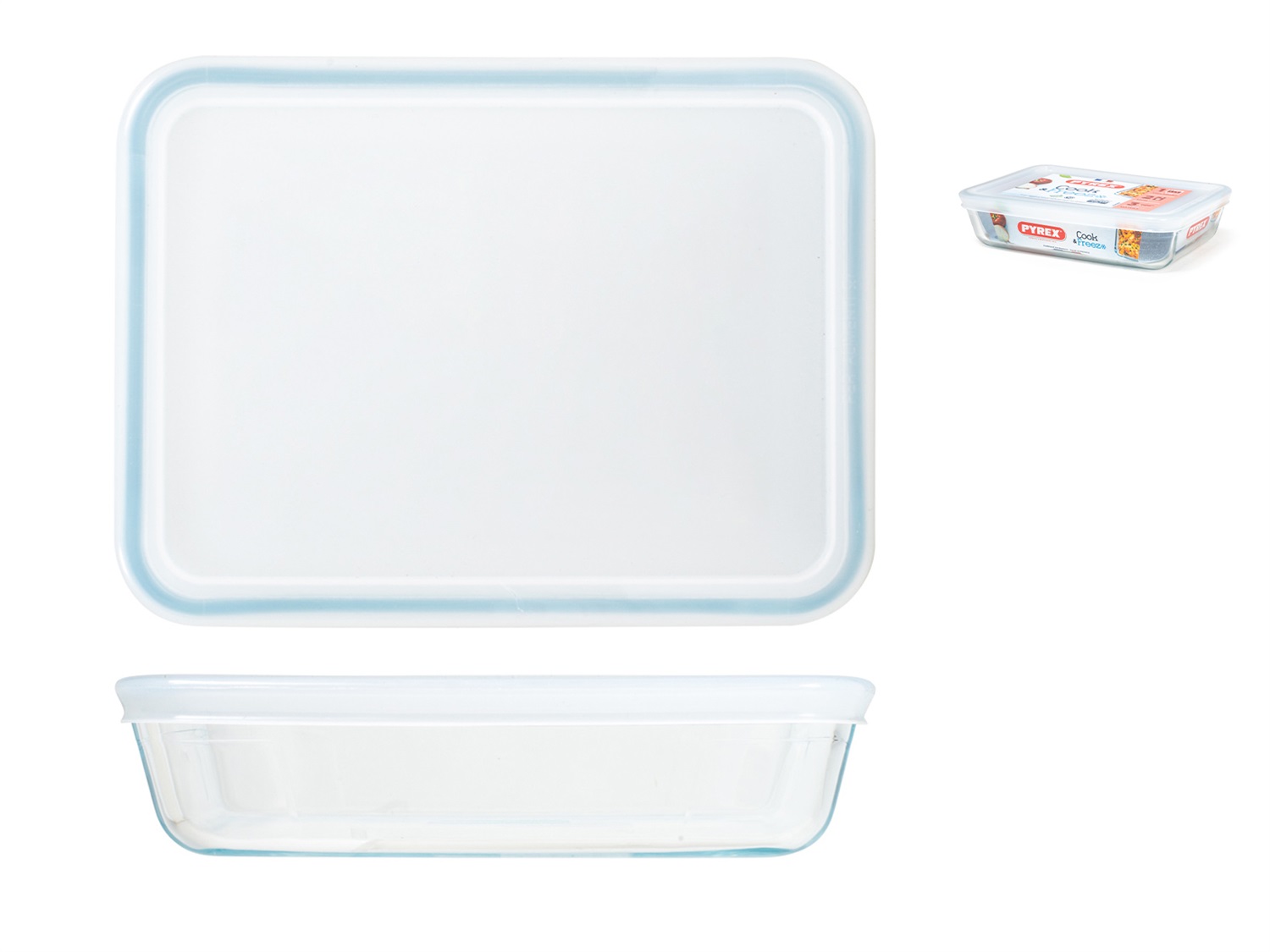 Pengo Contenitore per Cibo Rettangolare 0,8 L in Vetro e Plastica Trasparente - 1 pz