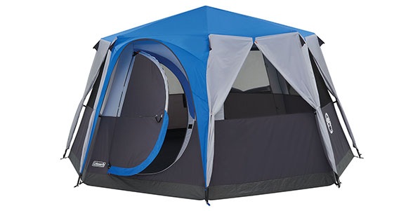 Coleman Tenda Octagon 8 - Tenda a cupola per 8 persone, Nero/Blu/Grigio, Struttura in acciaio, 100% impermeabile, Vista panoramica a 360°