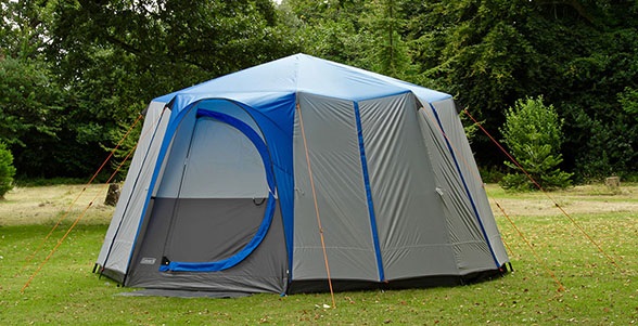 Coleman Tenda Octagon 8 - Tenda a cupola per 8 persone, Nero/Blu/Grigio, Struttura in acciaio, 100% impermeabile, Vista panoramica a 360°