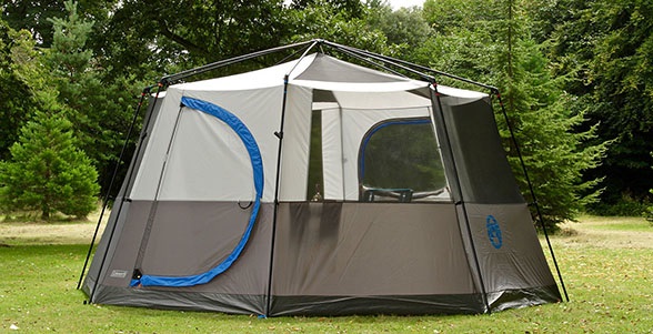 Coleman Tenda Octagon 8 - Tenda a cupola per 8 persone, Nero/Blu/Grigio, Struttura in acciaio, 100% impermeabile, Vista panoramica a 360°