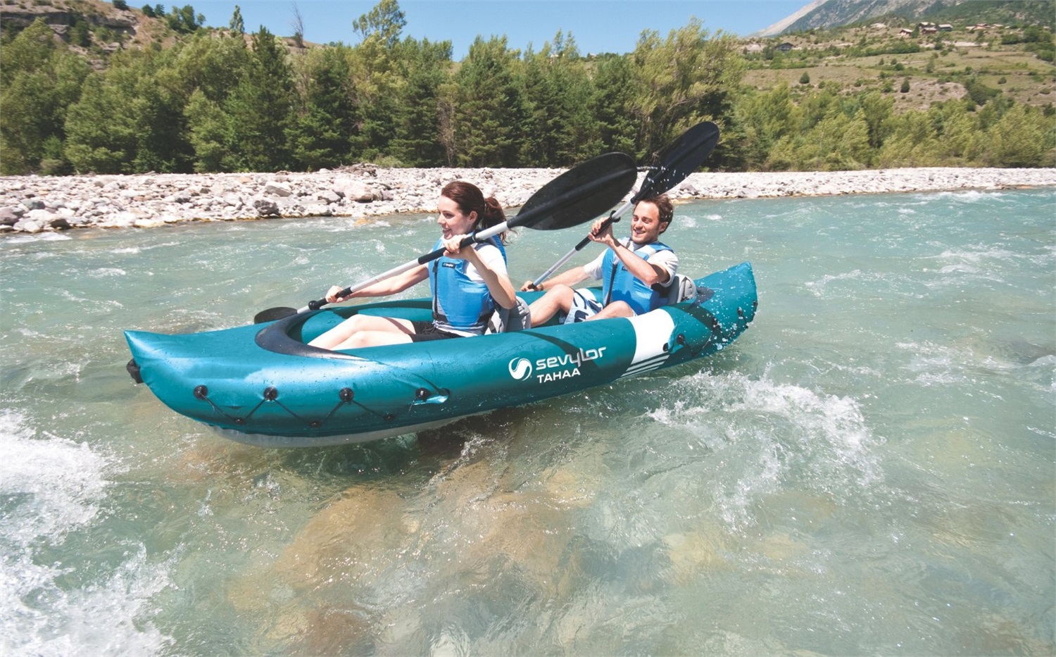 Sevylor Tahaa Canoa Gonfiabile 2 Posti 312x92 cm in PVC Blu con Pareti Laterali Rialzate