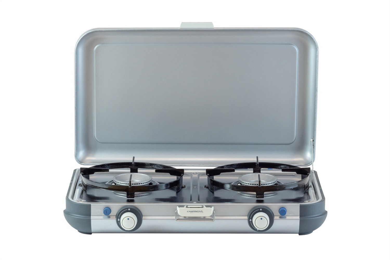 Campingaz Camping Kitchen 2 Grill & Go CV - Cucina da Campeggio Portatile con 2 Bruciatori e Griglie Intercambiabili, Potenza 2 x 2000 Watt, Design Compatto