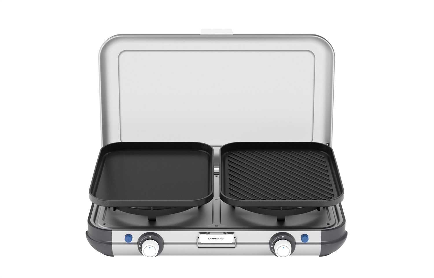 Campingaz Camping Kitchen 2 Grill & Go CV - Cucina da Campeggio Portatile con 2 Bruciatori e Griglie Intercambiabili, Potenza 2 x 2000 Watt, Design Compatto