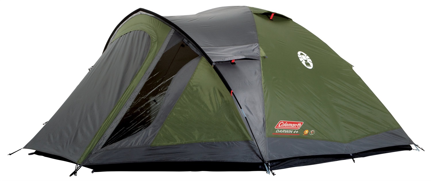 Coleman Tenda Darwin 4 Plus - Tenda da Campeggio Impermeabile per 4 Persone, Montaggio Rapido, Telo di Protezione Cucito, Grigio