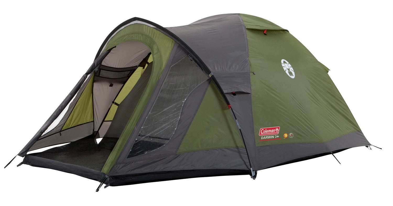 Coleman Tenda Darwin 4 Plus - Tenda da Campeggio Impermeabile per 4 Persone, Montaggio Rapido, Telo di Protezione Cucito, Grigio