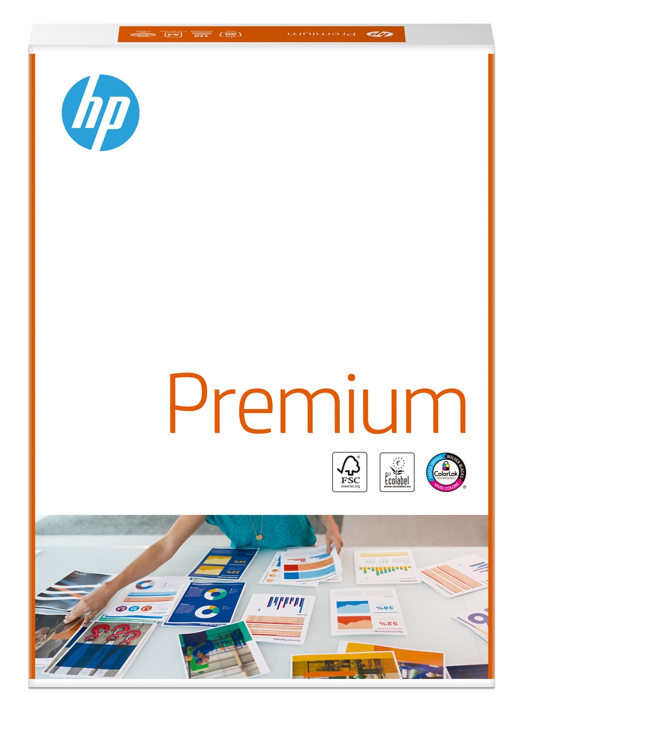 HP Premium Carta per Ufficio A4, 80 g/m², Risma da 500 Fogli, Bianco, Tecnologia ColorLok