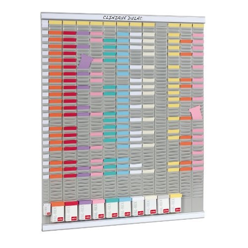 Nobo T-Card Kit - Planner annuale 13 colonne, 54 slot, con 12 pannelli e etichette mensili