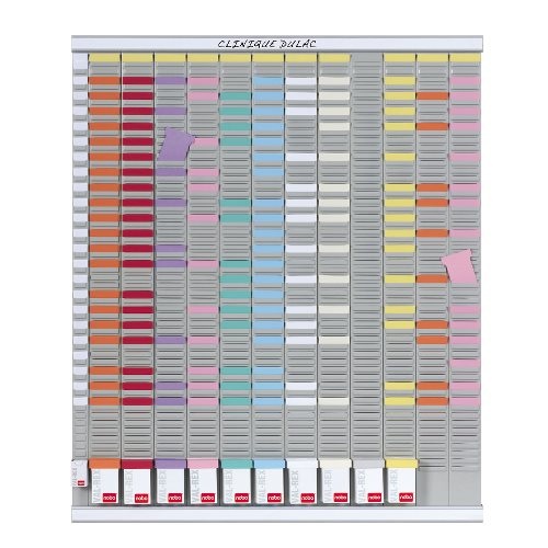Nobo T-Card Kit - Planner annuale 13 colonne, 54 slot, con 12 pannelli e etichette mensili