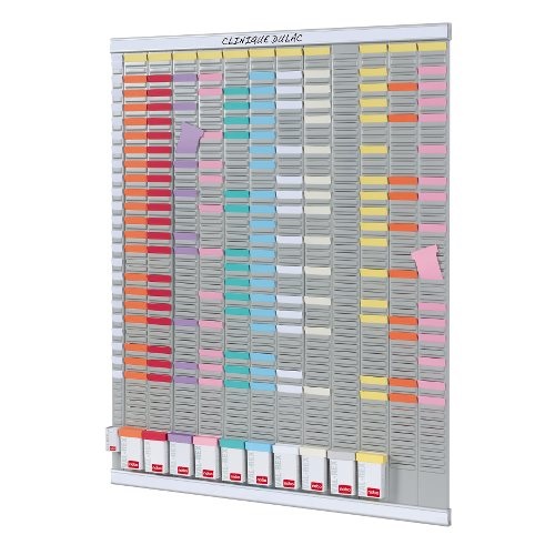 Nobo T-Card Kit - Planner annuale 13 colonne, 54 slot, con 12 pannelli e etichette mensili