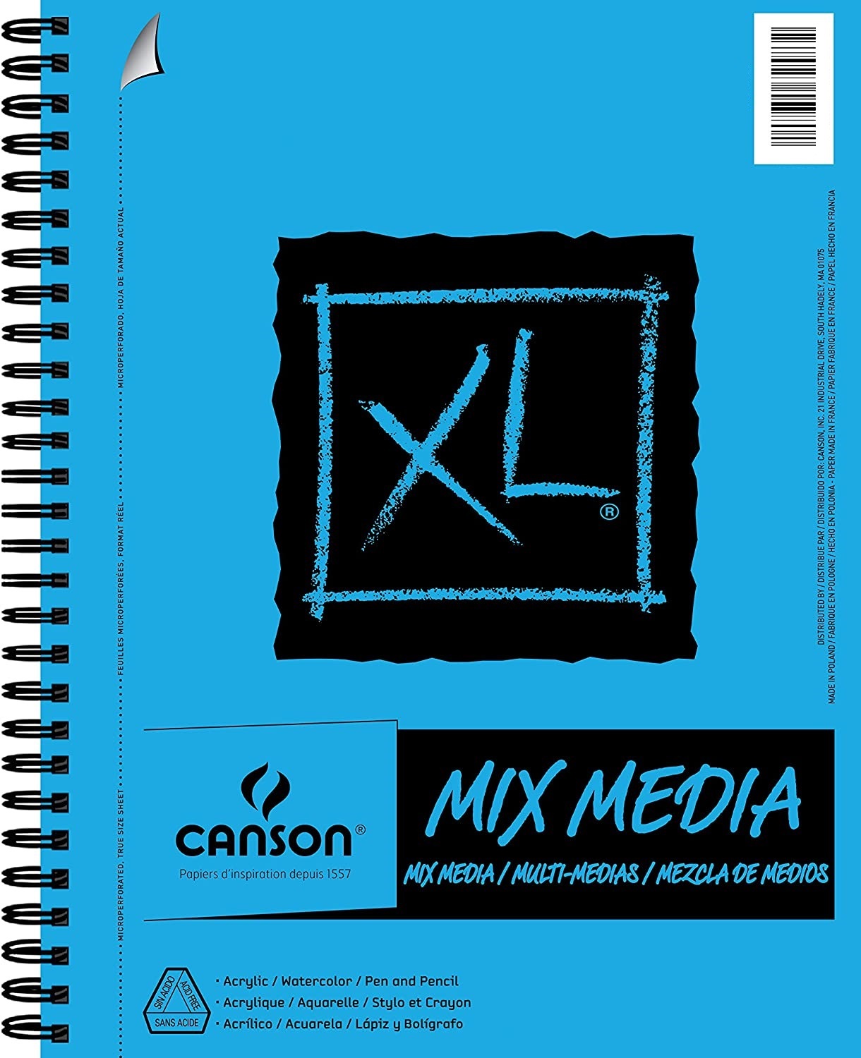 Canson XL Mix Media Blocco di carta da disegno A5 300 g/m² 15 fogli Spiralato con Grana Media