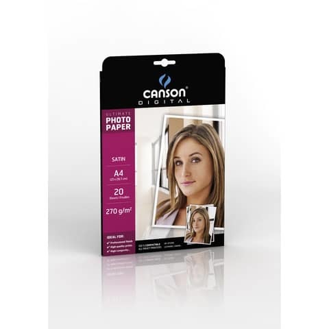 Canson Ultimate Carta Fotografica Semilucida A4 270 g/m² - 20 Fogli, Asciugatura Istantanea