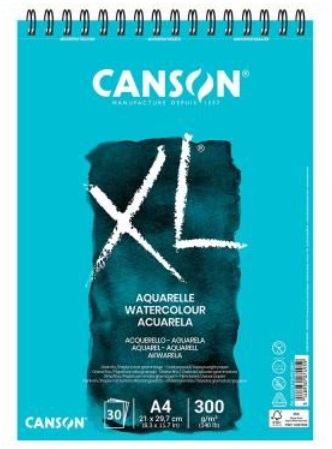 Canson XL Aquarelle Album Spiralato A4 - 300 g/m² - 30 Fogli - Bianco Naturale
