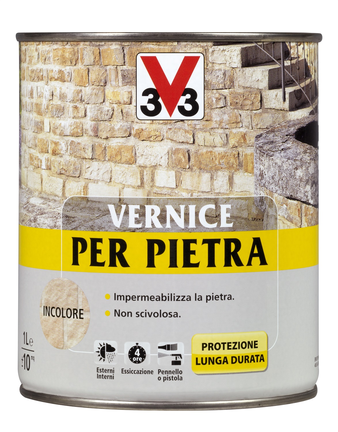 V33 Vernice Incolore per Pietra 2,5 Litri - Protettiva e Impermeabilizzante per Rivestimenti Murali