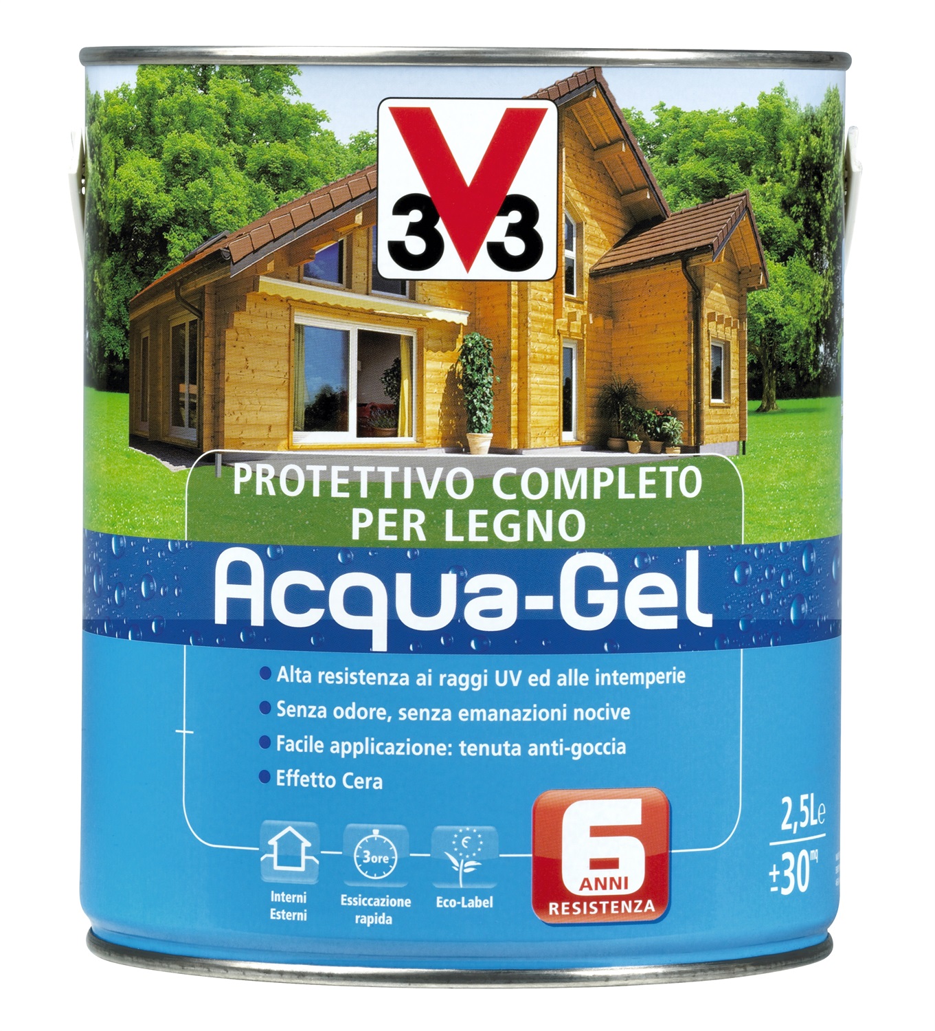 V33 Smalto per Pavimenti 2.5 L All'acqua per Interno ed Esterno - Resistente agli Urti e ai Raggi UV