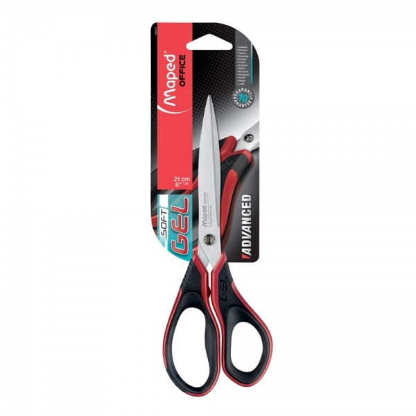 Maped Forbici Advanced Gel 21 cm - Lame in Acciaio Inossidabile, Anelli Ergonomici Bi-Materiale, Comfort e Precisione