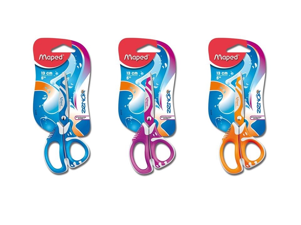 Maped Forbici Zenoa Fit 13 cm per Bambini con Punta Arrotondata, Manico in Plastica e Sistema Ammortizzante Anti Dolore - Colori Assortiti
