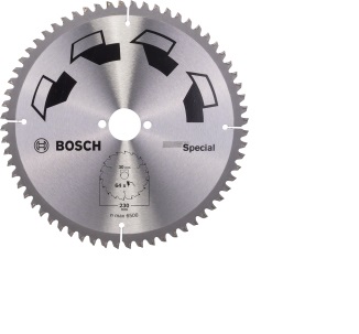 Bosch Lama per Sega Circolare Special 230mm - 64 Denti, Universale per Legno e Plastica