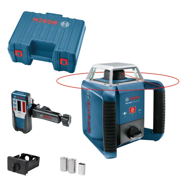 Bosch GRL 400 H Professional Livella Rotatoria Autolivellante - Raggio di Azione Fino a 400 m, Precisione ± 0,08 mm/m, Grado di Protezione IP56