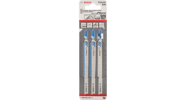 Bosch T 321 AF - Set di 5 Lame per Seghetto Alternativo Speed for Metal, Ideali per Tubi e Profili in Metallo