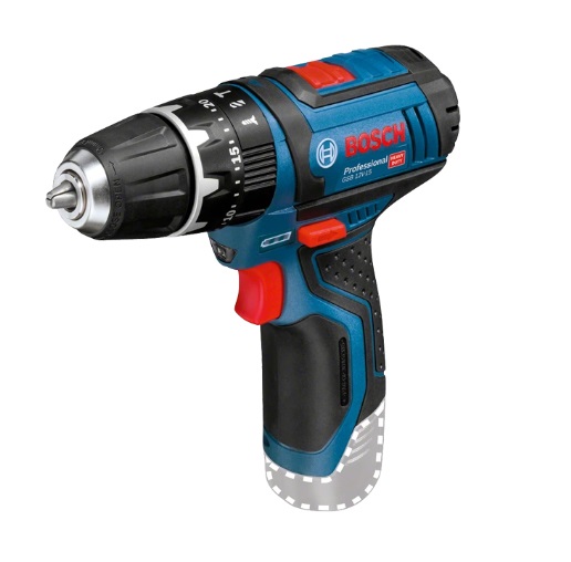 Bosch GSB 12V-15 Professional Trapano-Avvitatore con Percussione a Batteria, 1300 Giri/min, Design Compatto, Solo Corpo