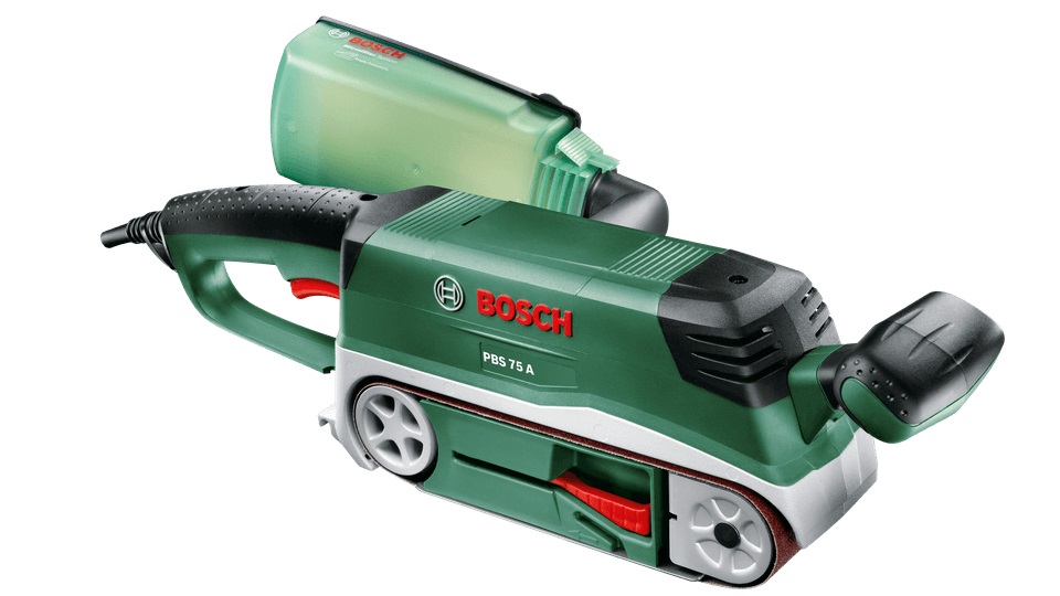 Bosch PBS 75 A Levigatrice a Nastro 710 W, Nero e Verde, 75 x 533 mm, Velocità 350 m/min, Design Ergonomico