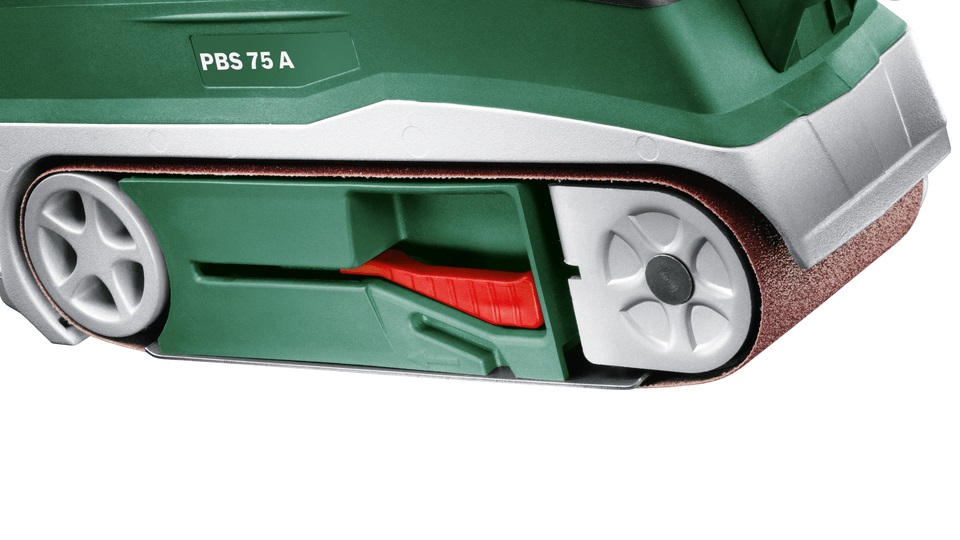 Bosch PBS 75 A Levigatrice a Nastro 710 W, Nero e Verde, 75 x 533 mm, Velocità 350 m/min, Design Ergonomico