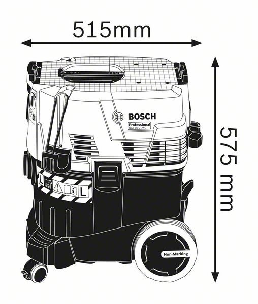 Bosch GAS 35 L AFC Professional Aspirapolvere 1380 W Umido e Secco, Senza Sacchetto, Capacità 35 L, Nero e Blu