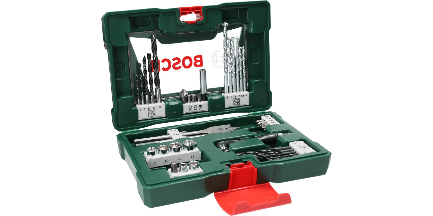 Bosch Set di Punte e Bit V-Line da 41 Pezzi in Titanio con Avvitatore Angolare per Legno, Pietra e Metallo