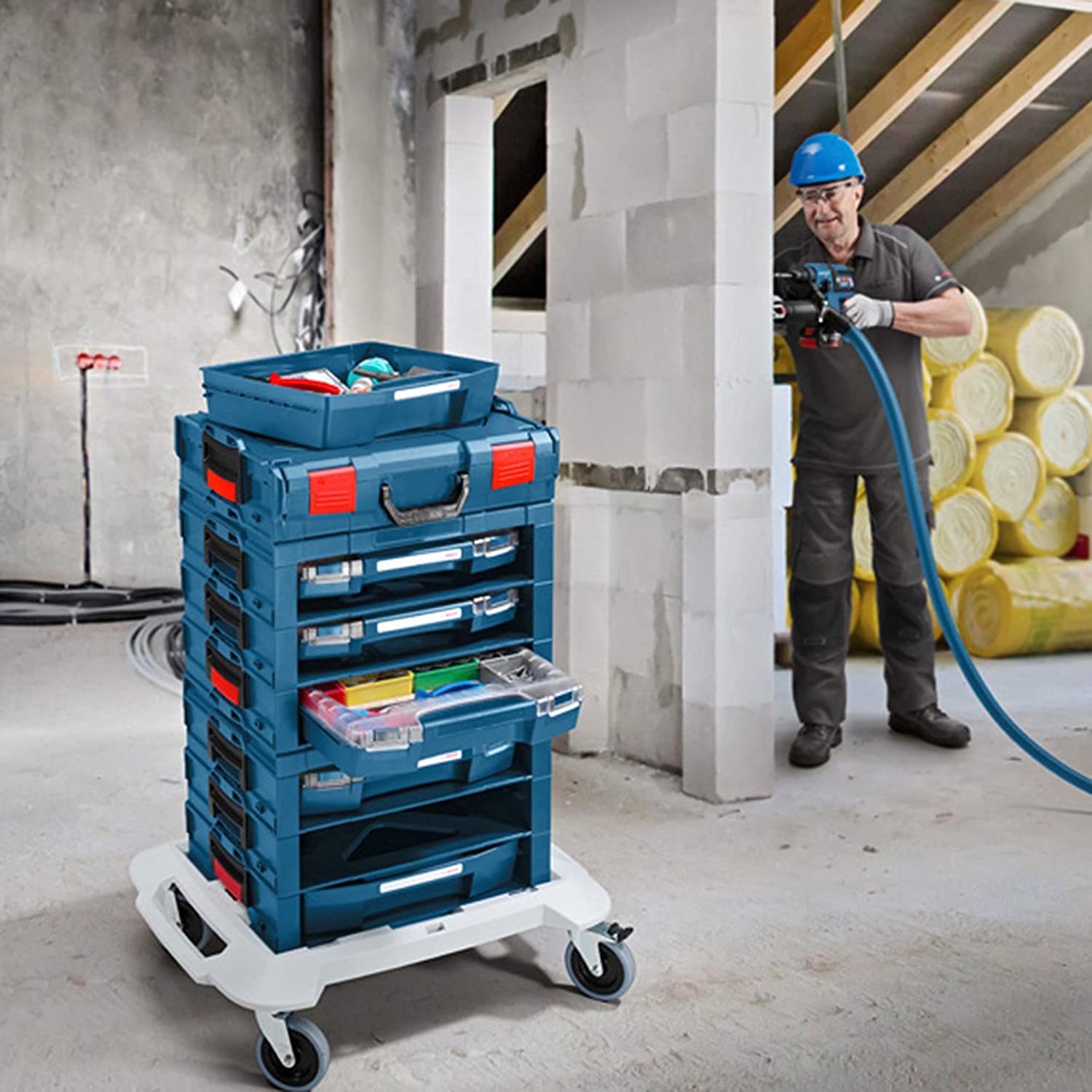 Bosch Pianale a Rulli per Valigetta L-Boxx - Carico Max 100 kg, Dimensioni 646x492x184 mm, Peso 3.7 kg