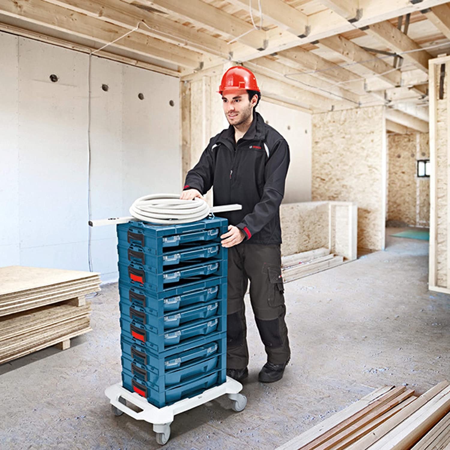 Bosch Pianale a Rulli per Valigetta L-Boxx - Carico Max 100 kg, Dimensioni 646x492x184 mm, Peso 3.7 kg