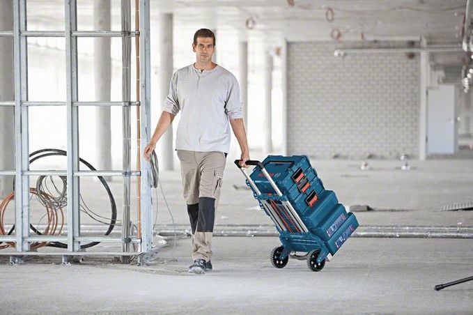 Bosch Aluminium Caddy Professional - Carrello di Trasporto in Alluminio con Maniglia Retrattile e Ruote Pieghevoli, Capacità Fino a 125 kg