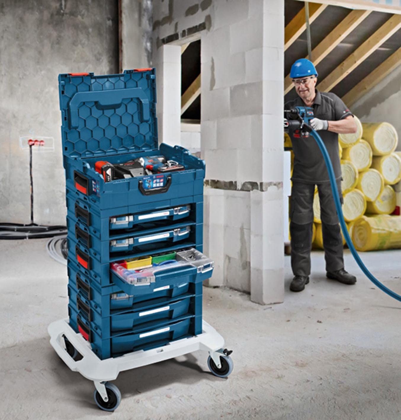 Bosch Professional 1600 A001SF i-boxx Mensola Blu, 3 Pezzi con Blocco Automatico e Sistema di Chiusura Brevettato