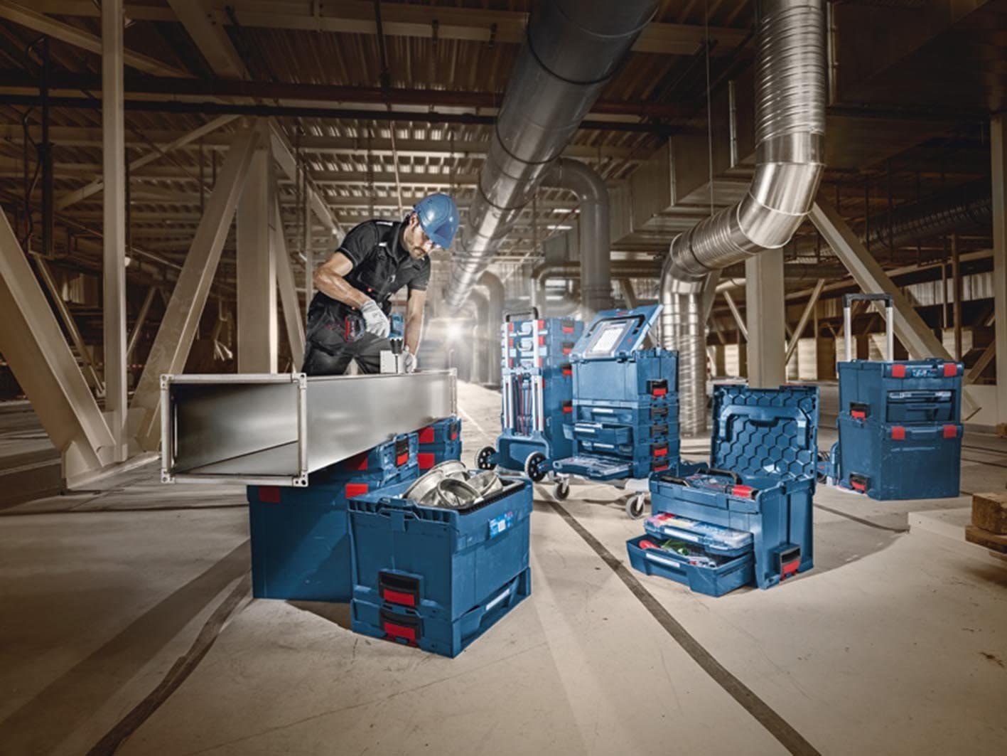 Bosch Professional 1600 A001SF i-boxx Mensola Blu, 3 Pezzi con Blocco Automatico e Sistema di Chiusura Brevettato