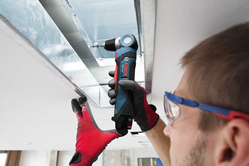 Bosch GWB 12V-10 Trapano ad Angolo Senza Chiave 1,2 kg Blu - Mandrino Auto-Lock, 10 mm, 1300 giri/min, Batteria 12V