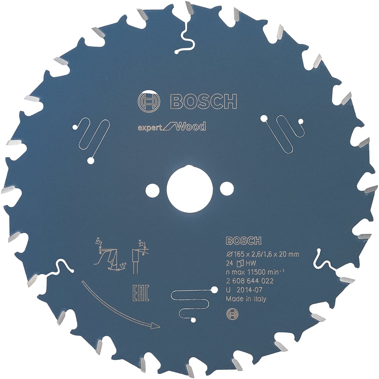 Bosch CSB Expert Madera Lama Circolare 165 mm con 48 Denti per Seghe a Immersione e Circolari - Diametro Foro 20 mm, Larghezza Taglio 2,6 mm