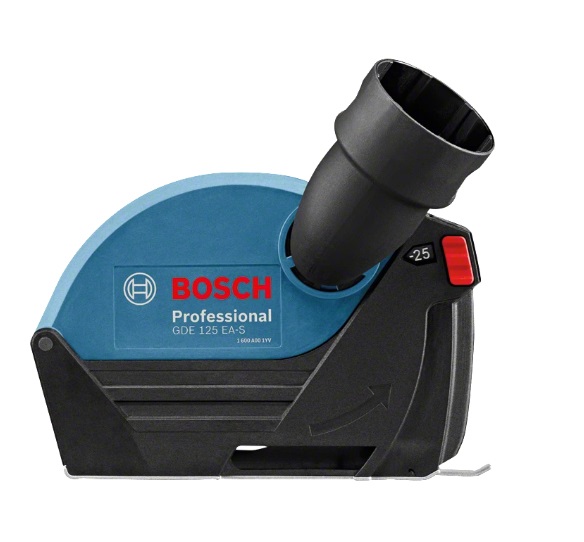 Bosch GDE 125 EA-S Professional - Cuffia per Aspirazione della Polvere per Smerigliatrici Angolari Ø 125 mm, Montaggio Facile e Compatibile con Click & Clean System