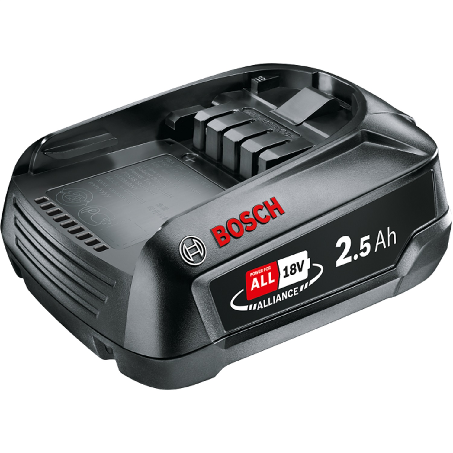Bosch PBA 18 V 2.5 Ah Batteria al Litio - Compatibile con Power 4All, Tecnologia Ioni di Litio, Assenza di Effetto Memoria