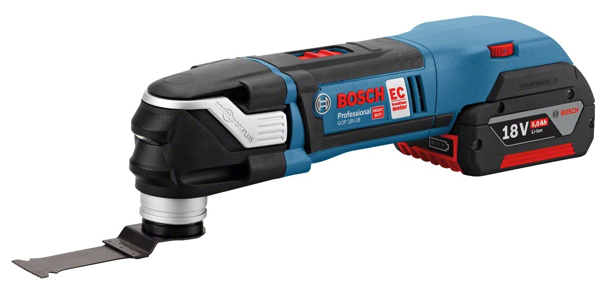 Bosch GOP 18V-28 Professional Utensile Multifunzione a Batteria con Tecnologia Ioni di Litio, Angolo di Oscillazione 2.8°, 8000-20000 Giri/min, in L-Boxx