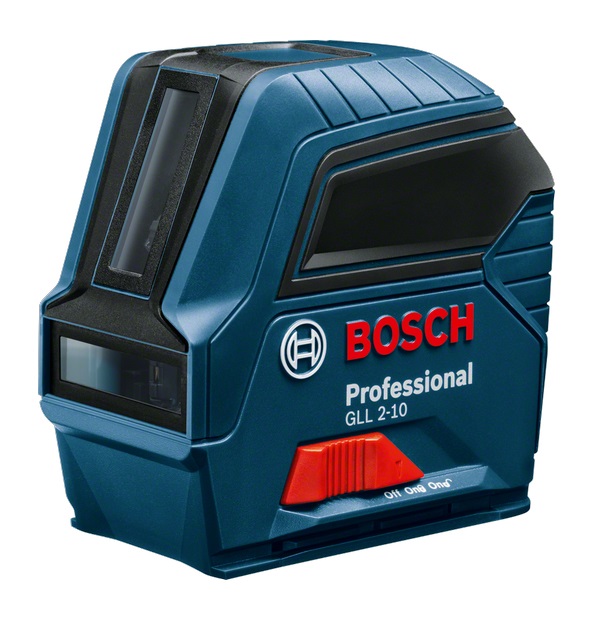 Bosch GLL 2-10 Professional Livella Laser Rosso da Interno - Raggio d'Azione Fino a 10 m, 3x Pile AA, Custodia Protettiva, Auto-Livellamento
