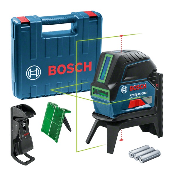Bosch GCL 2-15 G Livella Laser Multifunzionale Verde con Supporto RM1, Portata 15 m, Punti a Piombo e Valigetta