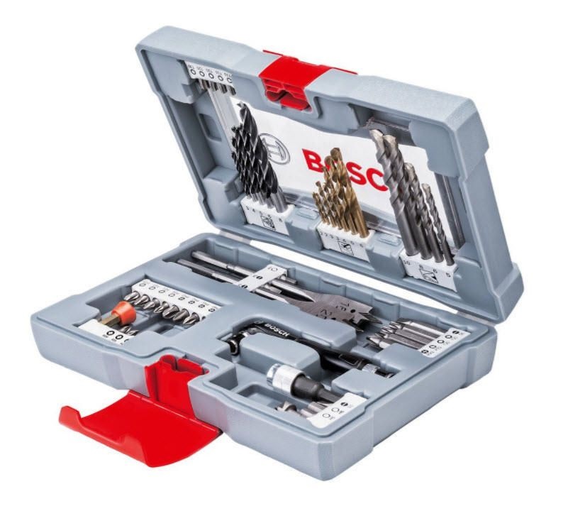 Bosch Premium X-Line Set di Punte e Inserti da Trapano 49 Pezzi - Per Calcestruzzo, Metallo, Legno e Piastrelle con Accessori Inclusi