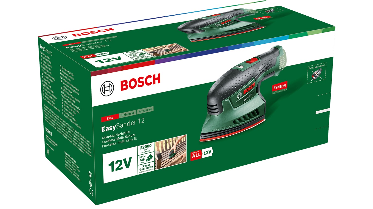 Bosch EasySander 12 - Levigatrice Multiuso Batteria 22000 Giri/min, Velcro, Triangolo, 12V