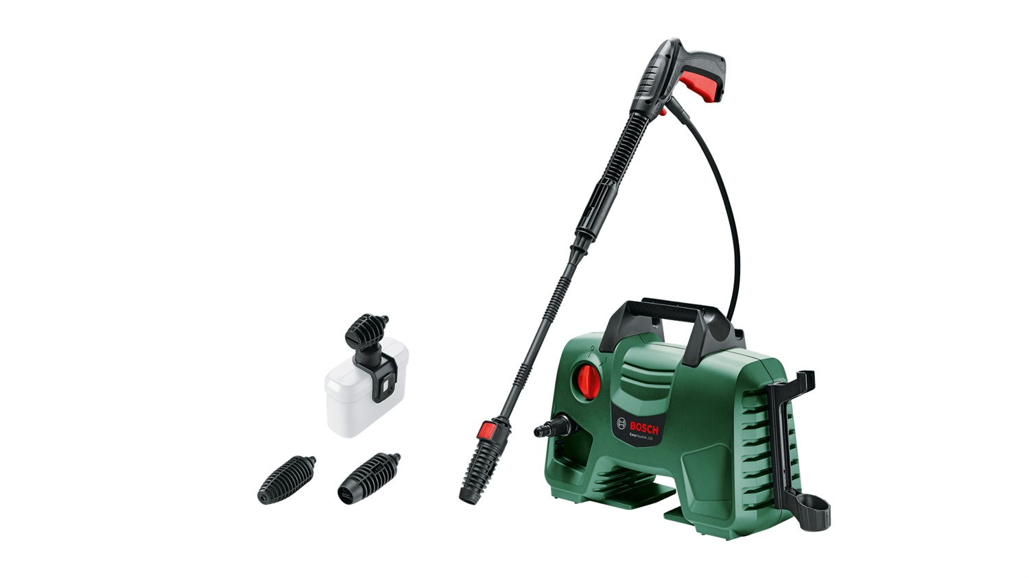 Bosch EasyAquatak 120 Idropulitrice Compatta Elettrica 1500 W, 350 l/h, 3 Ugelli, Filtro Trasparente, Cavo e Tubo Flessibile 5 m