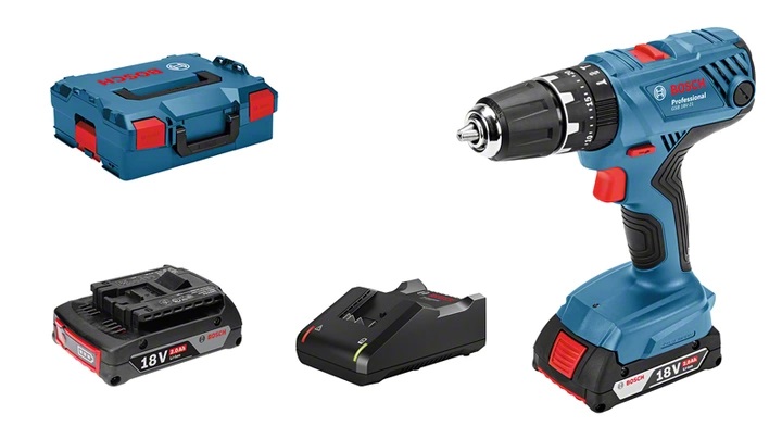 Bosch GSB 18V-21 PROFESSIONAL Trapano Avvitatore a Percussione 1800 Giri/min, Senza Chiave, 1,2 kg, Inclusi 2 Batterie da 2.0Ah e Caricabatteria Rapido