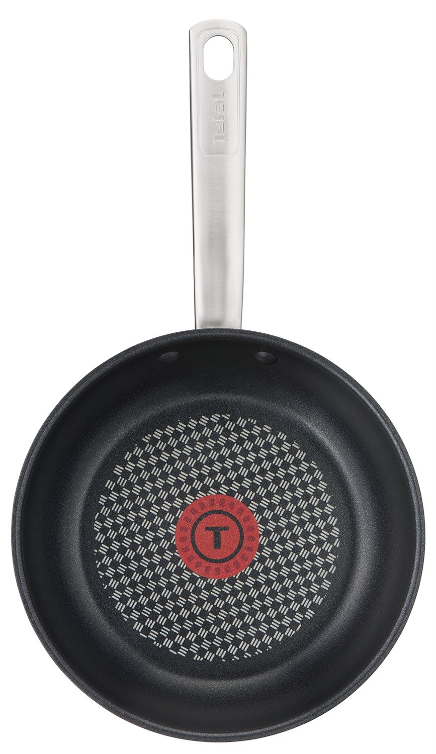 Tefal Virtuoso E49104 - Padella in acciaio inox 24 cm con rivestimento antiaderente Titanium Pro e segnale termico